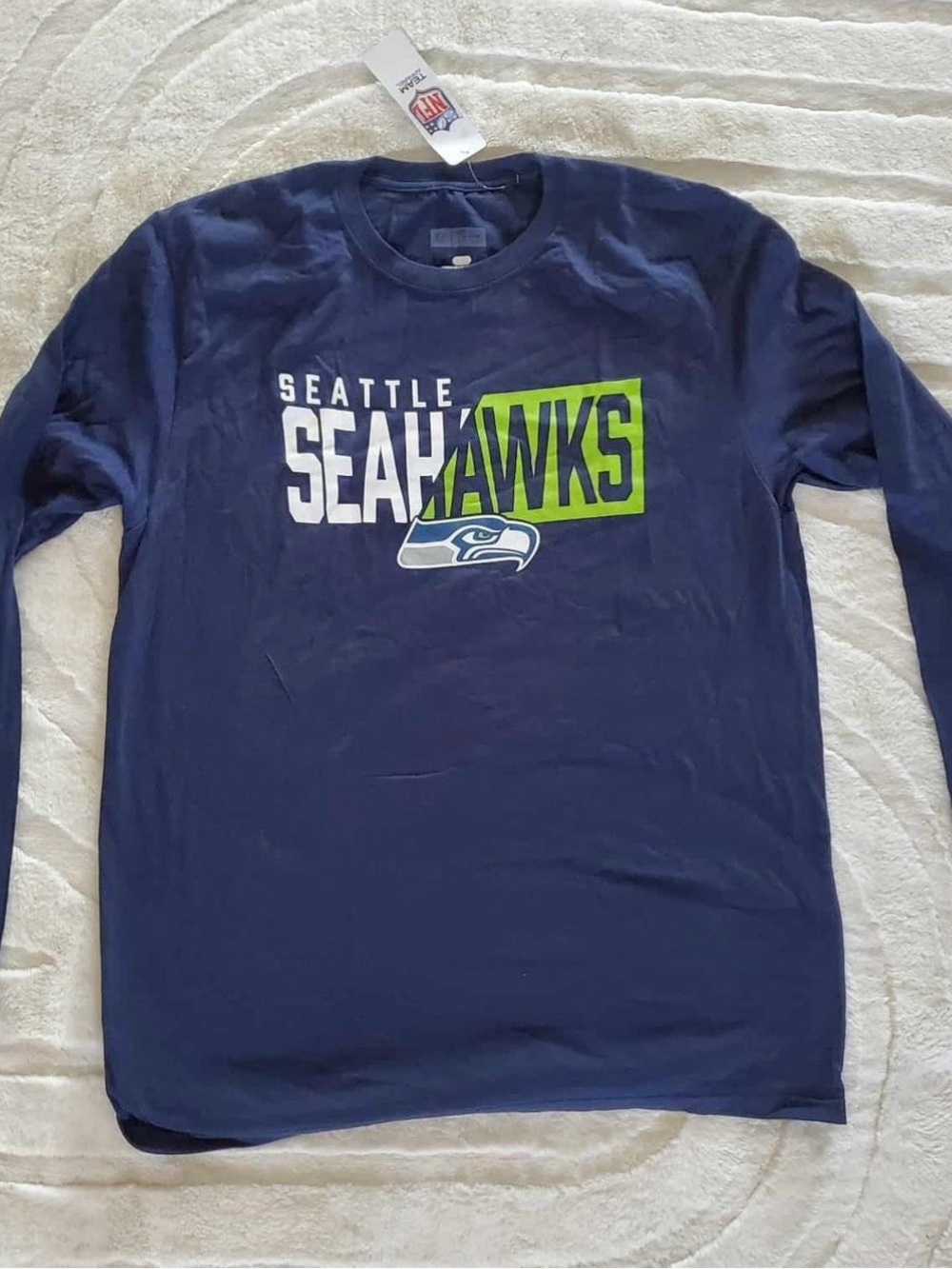 Nike Navy Seattle Seahawks Long-Sleeve Tee with Lime Accent